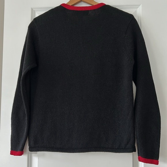 Beads Sequins Embroidery Cardinals Xmas Tree Ramie Cotton Sweater Tiara Int'l Lg - Picture 12 of 14